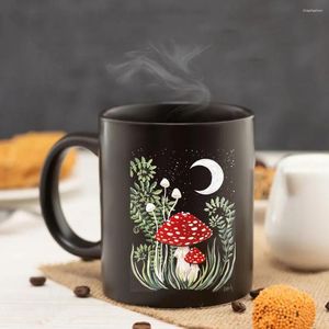 Mugs Magical Mushrooms Still Growing Black Mug 11oz Office Coffee With Lid And Spoon Friends Birthday Gift