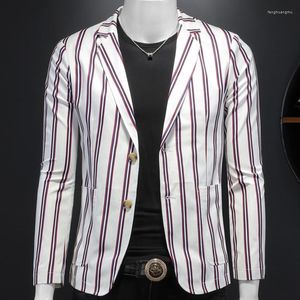 Męskie garnitury włoski Blazer Blazer Men Striped Chaqueta Hombre 2023 Fall Vintage Formal Business