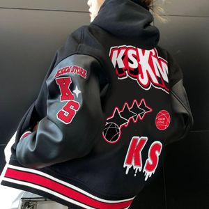 Мужские толстовка толстовок писем вышиваемая шерсть женская куртка High Street Vintage Motorcycle Jacket Женская одежда для женщин для женской одежды 230811