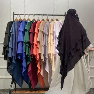 Abbigliamento etnico Cappuccetto Cappuccetto Abaya 3 strati Khimar Ramadan Hijab musulmano con maniche senza maniche Turchia Musulman è in cima al modesto Islam 271k