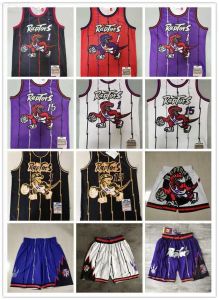 Toronto''raptors''Shorts Męskie Shortback Szorty koszykówki Kieszonkowe koszulka koszykówki 15 Vince''carter Tracy 1 McGrady Purplec Ustom Men Men Women