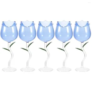 Mugs 5pcs Margarita Glasses Printed Goblet Glass Flower With Stem Elegant Gift For Women