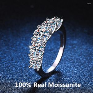 Cluster Rings Real D Color Moissanite VVS Totalt 3,6 Diamond Ring 14K White Gold 925 Sterling Silver Women High Fashion Gemstone