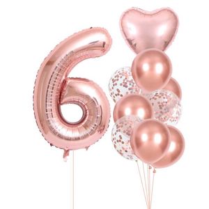 Set di pezzi decorativi da pollici Set di palloncini decorativi digitali in oro rosa