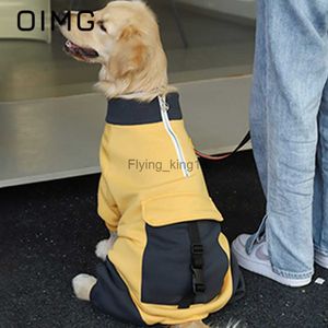 Oimg Autumn Winter Medium Stora hundar Jumpsuits Varma stora hundar långärmad kappa Golden Retriever Samoyed Color Contrast Hoodies HKD230812