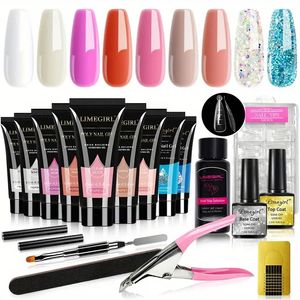 Kit de gel de unha poli 15 ml - gel semi -permanente de extensão de unhas com o LED UV Soak Off - DIY UNIL ART KIT com 12 cores