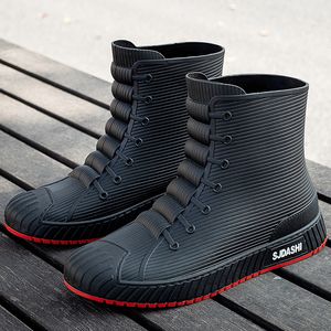 Rain Boots Fashion Men's Rain Boots Rubber Gumboots Slip on Mid-calf Waterproof Working Boots Comfort Red Non-slip Fishing Shoes for Men 230811