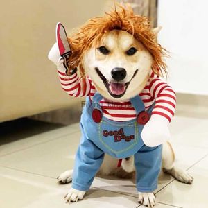 Yenilik Köpek Kostüm Partisi Cosplay Ölümcül Bebek Kedi Köpek Giysileri Cadılar Bayramı Noel için Sevimli Korkunç ve Ürkütücü Evcil Hayvan Kostümü HKD230812