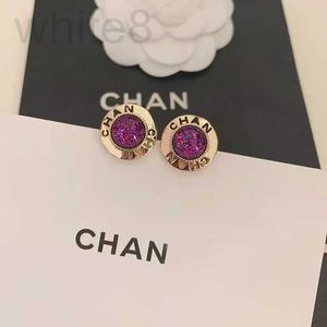 Charm designer New Xiaoxiang 21K Purple Diamond Round Letter Hollow Earrings Sequin Star Sky Crystal Fashion Versatile CHKV NDZG