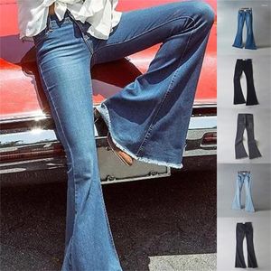 Frauen Jeans Frauen täglich Hight Tailled Wide Bein Denim Slim Hosen F Länge Jean -Overalls