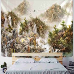 Tapissries Ink Landscape Wall Tapestry Chinese Ancient Style Illustration Wall Hanging Tapestry Home Decor Table TAPESTRY R230812