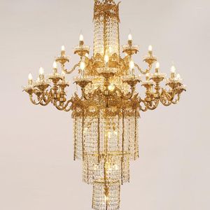 Wall Lamp Dewaxing Copper Crystal Chandelier Living Room Stairs Duplex Building Creative Villa Luxury Lamps