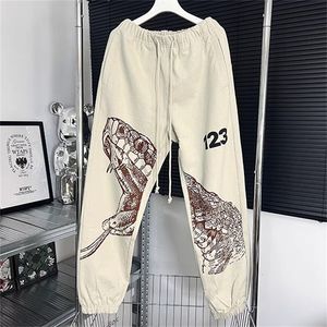 Herrenhosen RRR123 Wache Python Print High Street Drawcord 1 und Frauen Sport Aprikosengröße 2 3 230811