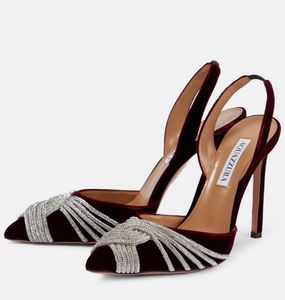 Summer Luxury Gatsby Sling Sandals Shoes Women Crystal-embellished Strappy Twisted High Heels Lady Pumps Party Wedding Dress Gladiator Sandalias EU35-43