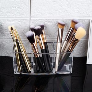 Storage Boxes 3 Holes Transparent Cosmetic Makeup Acrylic Brush Tool Box Case Make-up Holder Table Organizer