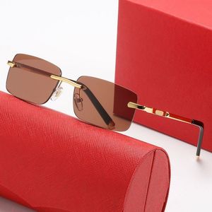 Brown sunglasses designer man carti sunglasses for women antireflection light proof metal eyeglasses unisex fashion goggle with box Rectangle sunglasses