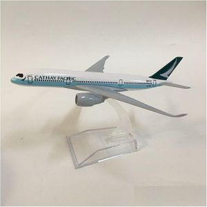 DIECAST Model samochodów 16 cm samolot samolot Cathay Pacific A350 samolot Aircraft Toy 1400 Metal Airbus Airplanes Toys LJ200930 Dostarcz dhymi