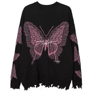 Maglioni femminili Deeptown Goth Punk Sighion Donne Bufferfly Pullover Pullover Vintage Mialungo maglieria coreano Knitwear Fashion Knitwear harajuku Overszed 230811