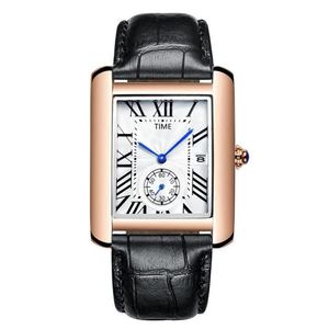 Mężczyźni mody mężczyźni kobiety oglądają Gold Square Quartz Watch Rome Number zegarki na męskie panie walentynkowe Dropshipp318g