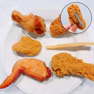 Pernas de frango assado asas crocante frias francinhas clipes de cabelo simulação comida alimentos de frango frito acessórios de acessórios