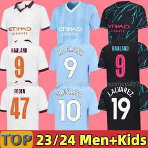 23 24 Man Cities Manchesters Soccer Jersey Version Version Kids Kit Haaland de Bruyne Foden Grealish 2023 2024