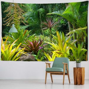 Tapestries Tropical Rainforest Tapestry Wall Hanging Family Bedroom Decoration Fabric Plant Art Printing