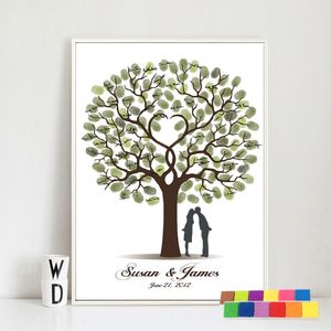 Other Event Party Supplies Wedding Gift Fingerprint Tree Painting Kiss Lover Party Wedding Guest Book fingerprint wedding Book canvas painting living room 230812