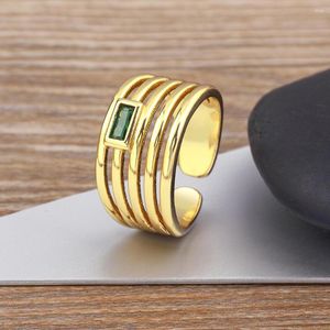 Cluster Rings Aibef Fashion Multilayer Ring for Women Luxury Zircon Crystal Gold Color Finger Open 2023