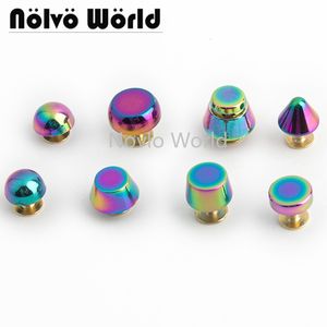 Bag Parts Accessories 10-200PCS Rainbow Colorful Stud Chicago Screws Solid Copper Screw Rivets for Leather Bag Handbags Belt Cap Decoration Accessrise 230811