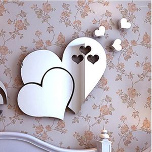 Wall Stickers Love Heart Mirror 3D Self-adhesive Art Mural For Bathroom Room Decoration Decals