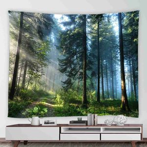 Wandteppiche Dekoration Land Natur Landschaftswand Hanging Nebelbaum Wasserfall Landschaft Wandteppich Wandmänder Grüne Wald Wandteppich 230x180 R230812