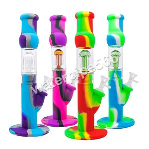 Bong in silicone Dab Rig Bong in vetro da 12,5 pollici Narghilè 6 bracci tubi dell'acqua con tubo da fumo a ciotola