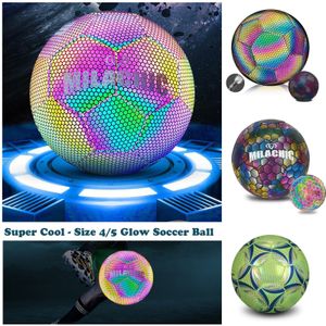 Balls Super Cool Reflective Football Night Glowing Soccer Ball 4 Luminous For Boy Child Bright Training 230811