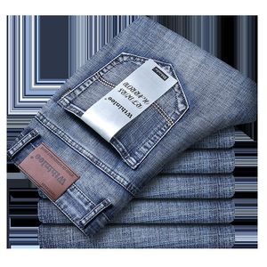 Мужские джинсы Business Casual Strate Fashion Classic Blue Black Work Denim Брюки мужской бренд размер 3238 230811