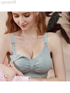 Maternity Intimates Plus Size Maternity Bra Breastfeeding Baby Moms Feeding Nursing Bras Pregnant Women Wire Support Seamless Cotton Breast Padded HKD230812