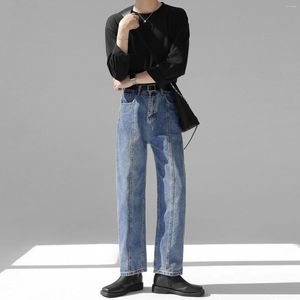 Мужские джинсы 2023 Spring High Street Straight Loase Loase Unful Denim Denim Bayers Модные повседневные винтажные брюки D29