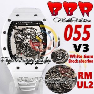 BBR V3 bbrf055 Mens Watch RMUL2 Automatic Movement White Ceramic Case Skeleton Dial Black inner ring White Rubber Strap 2023 Super Edition Sport eternity Watches