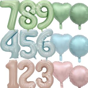 Dekoration grön rosa blå nummer ballong med hjärtballong uppsättning 30 Grattis på födelsedagen baby shower dekoration