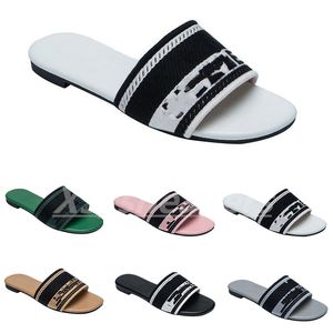 Paris Embroidered Dazzle Designer Slippers Womens Sandals Summer Beach Stripes Casual Flat Slippers Sliders women ladies flip flops Embroidery C Double Mules x27