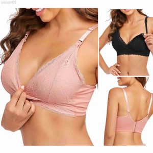 Maternity Intimates Women Sexy No Rims Lace Breast-Feeding Bras During Pregnancy Underwear Sexy Thin Seamless No Rims Anti-Sagging Tops Bralette HKD230812