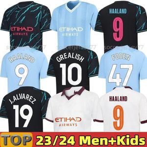 23 24 Haaland Soccer Jerseys Grealish Mans Cities Mahrez Fans Player Version de Bruyne Foden 2024 2023 Kids Kit Set Wpmen Uniform Man Chesters