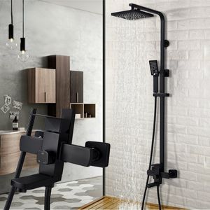 Bathroom Shower Faucet Rainfall Waterfall Head Wall Mount Bathtub Mixer Tap Hand Sprayer Bath Faucet Shower Set System