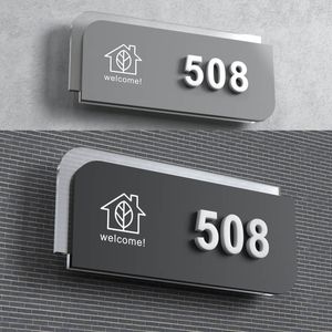 Garden Decorations Custom Acrylic Door Signs Self-adhesive Doorplates Customized House Numbers Address Plates Door Plaque Numbers 20x9cm Home Sign 230812