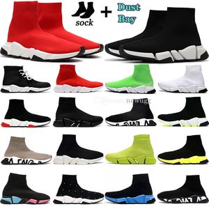 Designer socks Casual shoes paris Speed 1.0 2.0 Trainers Platform mens woman runner sneaker shiny knit trainer master embossed Sneakers speeds booties