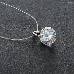 Choker Fashion Women Invisible Transparent Fishing Line Chain Clear Zircon Pendant Necklace Chokers smycken