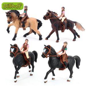 Action Toy Figures Simulation Equestrian Rider Horse Farm Animal Model Action Siffror Dekoration Tidiga utbildningsleksaker för barn Julklapp 230811