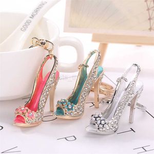 Keychains Lanyards High Heel Shoe Keychain for Women Rhinestone Crystal Purse Car Key Chains Alloy Keyring Souvenir Gifts Jewelry Accessories