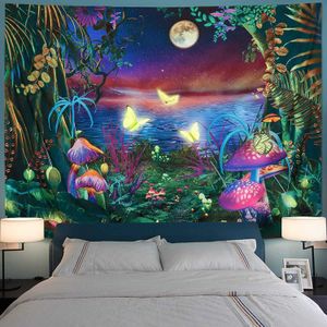 Tapestries fluorescent tapestry luminous hanging cloth decoration luminous interior decoration under ultraviolet light