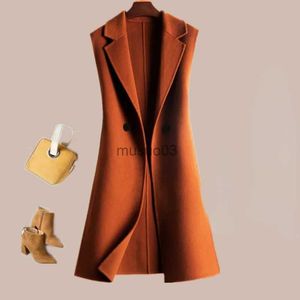 Frauenwesten Herbst Winter Neue Frauen Jacke Wollweste Frau mit mittlerer koreanischer koreanischer loser Wollwesten Ladies Casual Weste Coat Veste Gilet E373 HKD230812