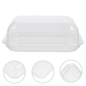 Dinnerware Sets Clear Butter Dish Box With Lid Cover Cheese Keeper Container Rectangular Storage Candy Airtight Cupcake Holder